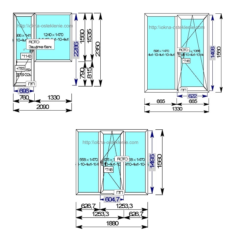 Размеры окон в II 29